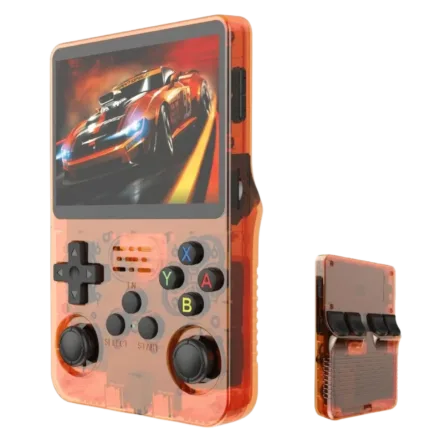 R36S Handheld Video Game Console Transparent Orange